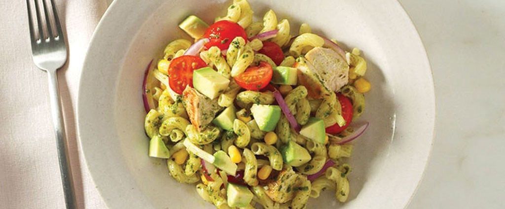 Pesto Pasta Salad with Avocado & Chicken