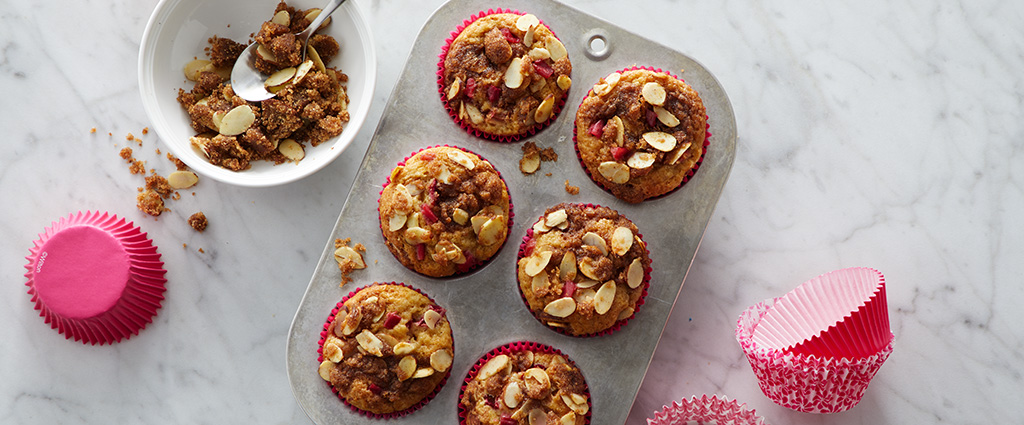 Rhubarb Muffins with Almond Streusel - Live Naturally Magazine
