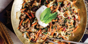 Lamb Sauté with Cabbage and Swiss Chard