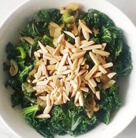 Braised Kale with Shallots and Slivered Almonds