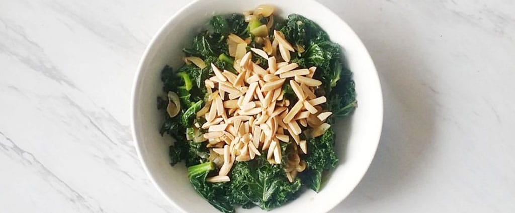 Braised Kale with Shallots and Slivered Almonds