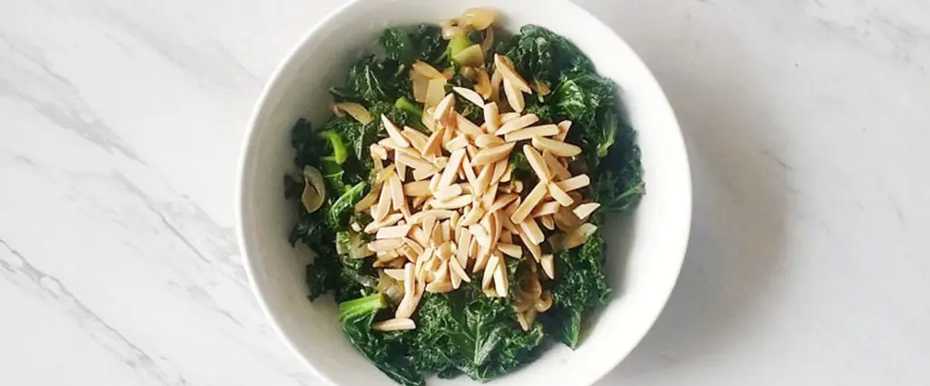 Braised Kale with Shallots and Slivered Almonds