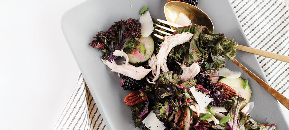 Chopped Purple Kale and Blackberry Chicken Salad