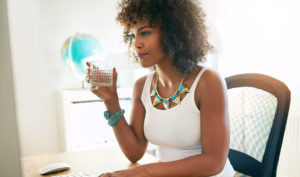 woman drinking water
