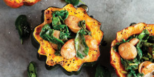 acorn squash chicken sausage and sage brown butter bowl
