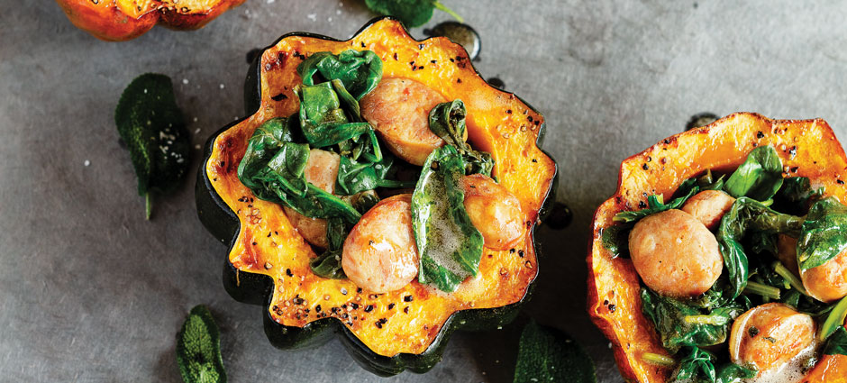 Acorn Squash, Chicken Sausage and Sage Brown-Butter Bowl