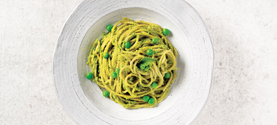 Pea Pesto Pasta with Basil and Mint