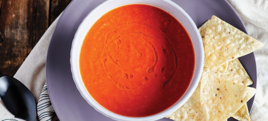 Super-Quick Sweet Red Pepper and Green Chile Bisque