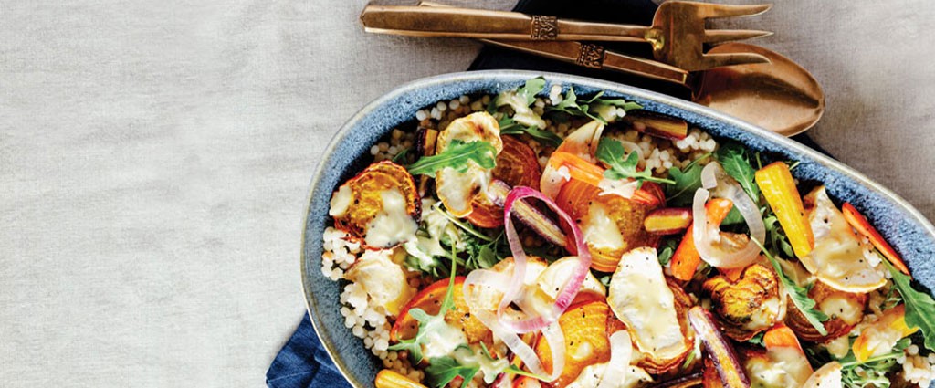 Roasted Root Vegetable Couscous with Horseradish Dressing
