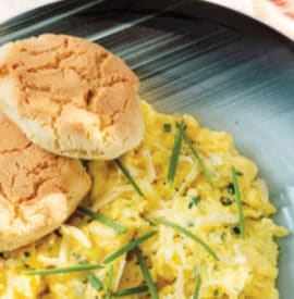 Herbed-Gruyère Scrambled Eggs with Easy Almond-Flour Biscuits