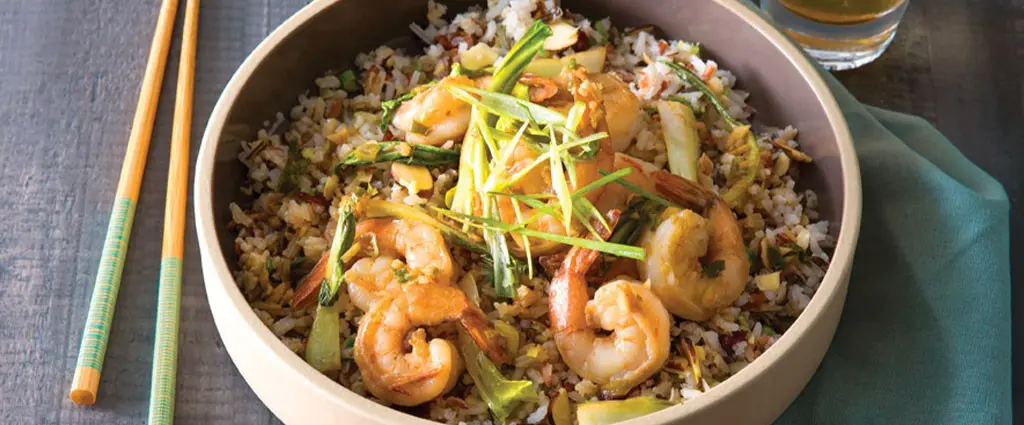 Ginger-Garlic Shrimp and Wild Rice Pilaf Bowls