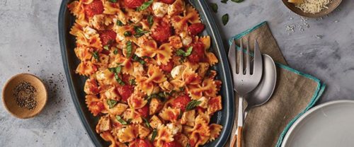 Chicken Caprese Pasta with Farfalle and Tomato & Basil Sauce - Live ...