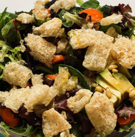 Organic Green Salad with Chicharrone Croutons