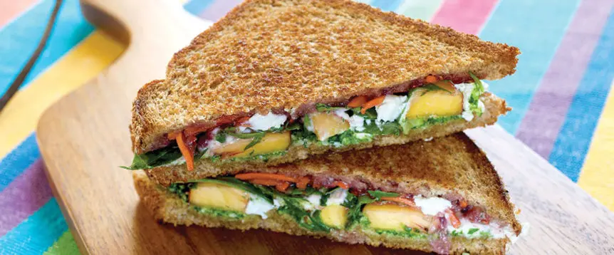 SUMMER PEACH AND ARUGULA PANINI