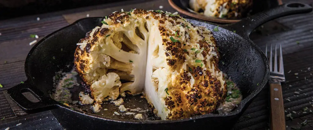 Whole Roasted Cauliflower with Garlic Parmesan Butter