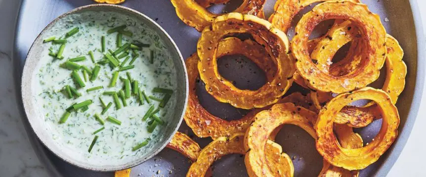 Delicata Rings with Kefir Ranch Dip
