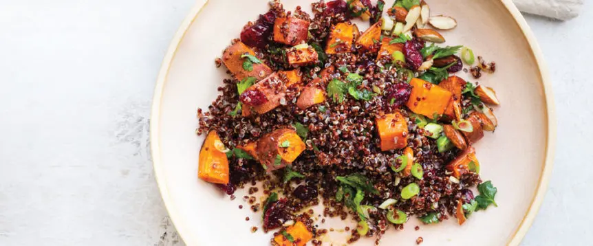 quinoa, sweet potato, cranberry & almond salad