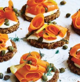 Vegan Smoked “Salmon” with “Cream Cheese,” Capers and Dill Canapés