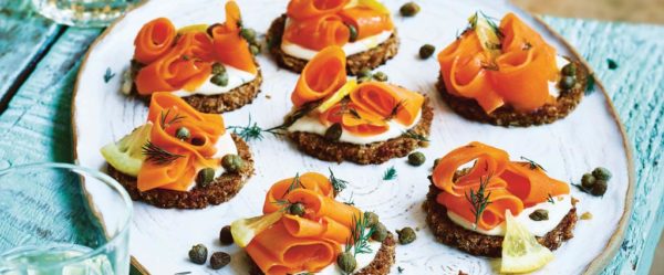 Smoked “Salmon” with “Cream Cheese,” Capers and Dill Canapés