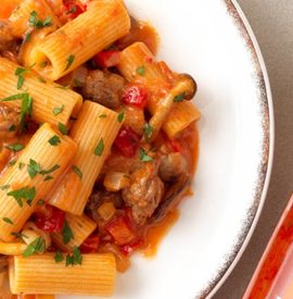 Spicy Rigatoni with Mushrooms and Sausage