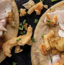 Turkey & Stuffing Tacos with Cranberry Sour Cream