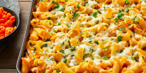 Buffalo Chicken & Blue Cheese Pasta Bake with Campanelle