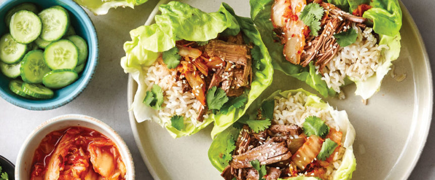korean-inspired beef wraps