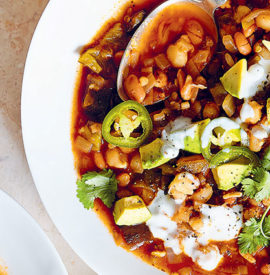 Vegetarian Chili with Poblanos and Hominy