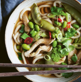 Noodle Broth with Oyster Mushrooms