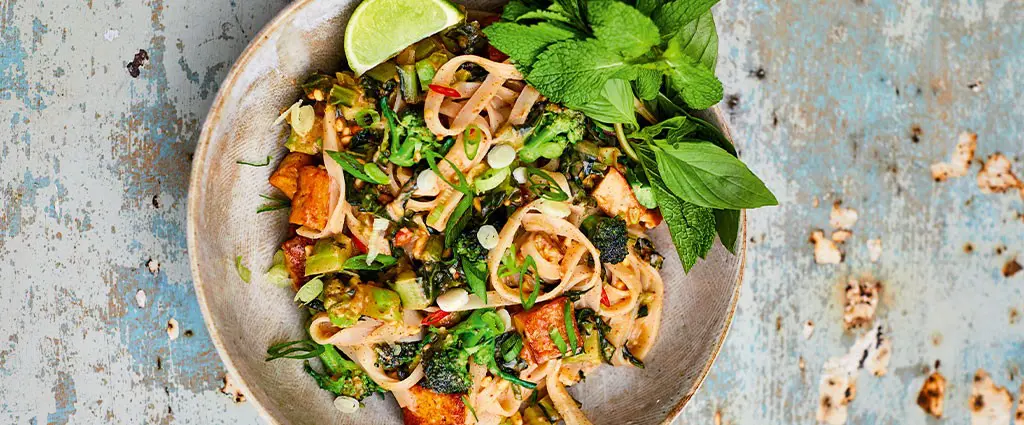 Peanut Butter and Broccolini Pad Thai