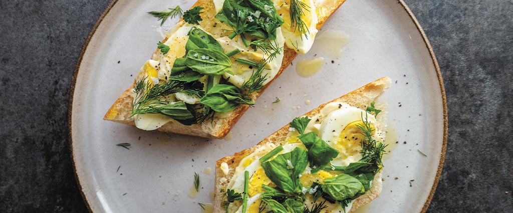 Egg Salad with Fresh Herbs on Toast