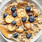 Breakfast Quinoa with Caramelized Bananas and Almond Butter