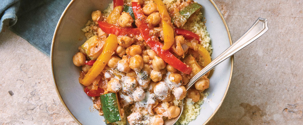 Stewed Chickpeas with Peppers and Zucchini