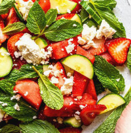 Watermelon Strawberry Salad with Balsamic and Mint