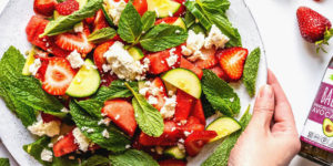 Watermelon Strawberry Salad with Balsamic and Mint
