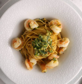Spaghetti with Shrimp, Mint & Zucchini