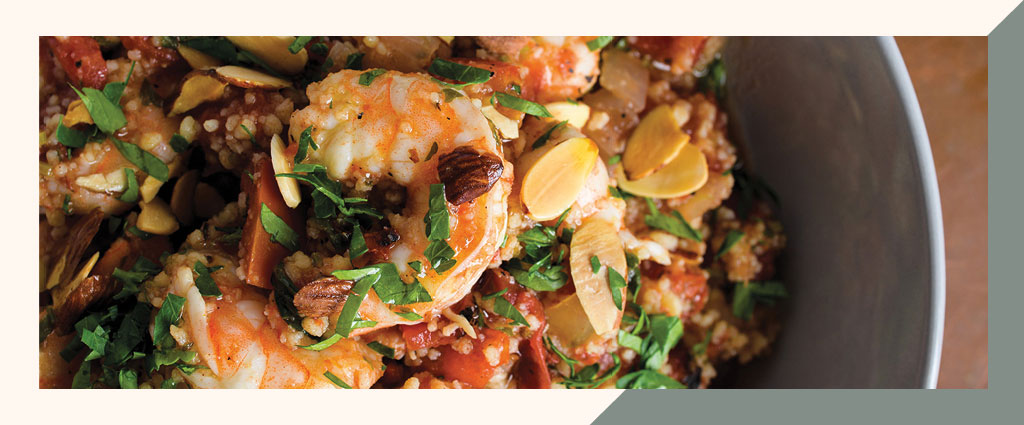 Shrimp and Couscous with Tomatoes and Toasted Almonds