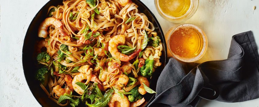 Drunken-Style Noodles with Shrimp