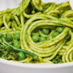 The Greenest Pasta (Spaghetti with Peas, Broccolini & Kale Pesto)