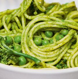 The Greenest Pasta (Spaghetti with Peas, Broccolini  & Kale Pesto)