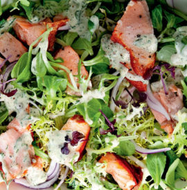 Salad with Hot-Smoked Salmon and Dill-Caper Dressing
