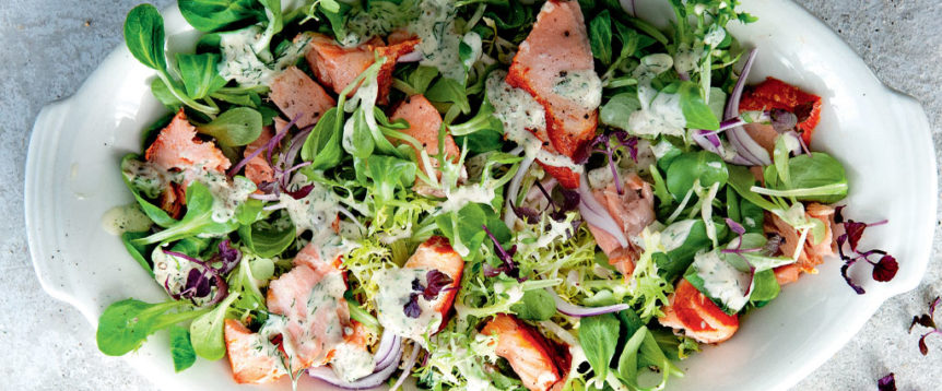 Salad with Hot-Smoked Salmon