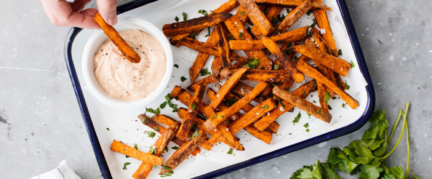 Baked Sweet Potato Fries with Chipotle-Lime Aioli