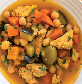 Saffron Chicken with Dried Apricots and Chickpeas