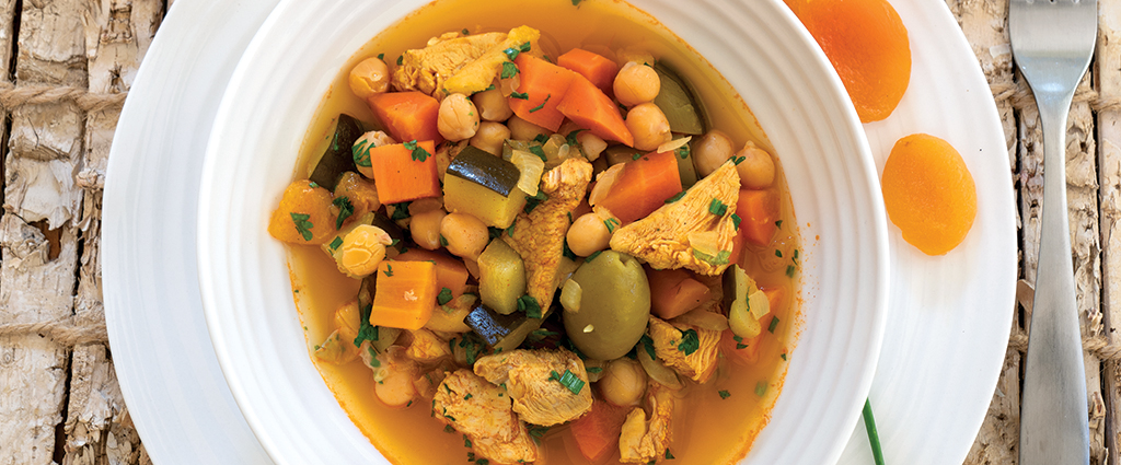 Saffron Chicken with Dried Apricots and Chickpeas