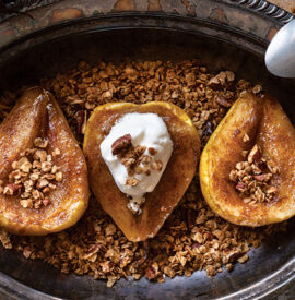 Chai Spice Roasted Pears with Spiced Granola Crumble